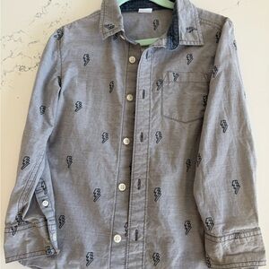 Gymboree Charcoal Shirt with Lightning Design-100% cotton!